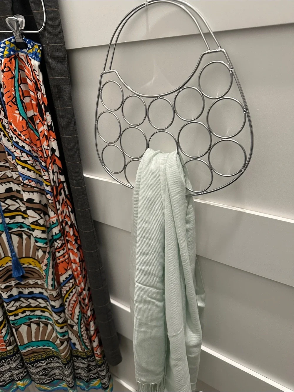3pc Chrome Closet Organizer Lot: Two 4-Tier Pant Hangers & Scarf/Tie/Belt Holder